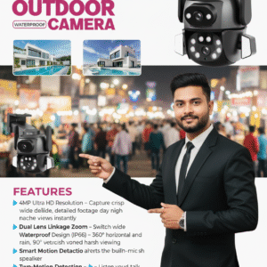 HD-LINK Dual Lens 4MP Waterproof Outdoor Security Camera – Pan-Tilt, Zoom, Motion Detection & 2-Way Audio