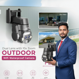 HD-LINK 10X Zoom Dual Lens Outdoor WiFi Camera – 4MP, Motion Detection, 2-Way Audio, Waterproof, App-Controlled