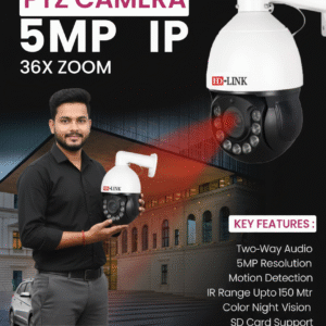 HD-LINK UltraVision 5MP PTZ IP Camera – 36x Optical Zoom, Two-Way Audio, Color Night Vision, Motion Detection & SD Card Support