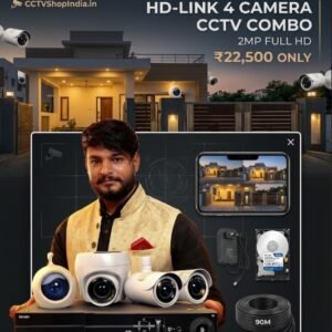 HD-Link 4 Camera CCTV Combo Kit | 2MP Full HD Dome + 2MP Bullet | 4CH DVR | 500GB HDD | 90M Cable | Complete Security System