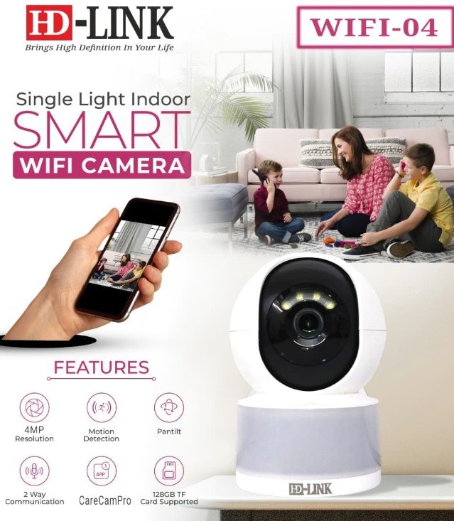 HD-LINK 4MP WiFi Indoor PTZ Camera | 360° Pan 90° Tilt | Colour Night Vision | Human Tracking | Two-Way Talk | Siren Alarm | 128GB SD Card - Image 4