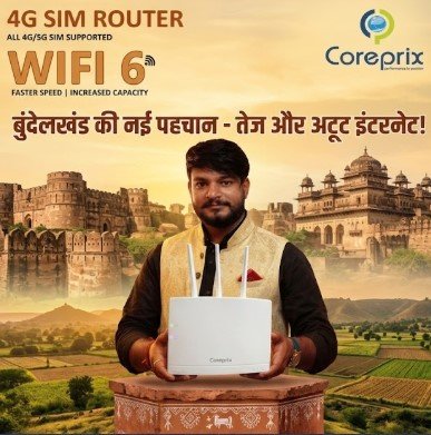 Coreprix CPG-XMT3-A 4G/5G SIM WiFi 6 Router | LTE CAT4 300Mbps | 3 External Antennas | Ethernet Port | Plug & Play